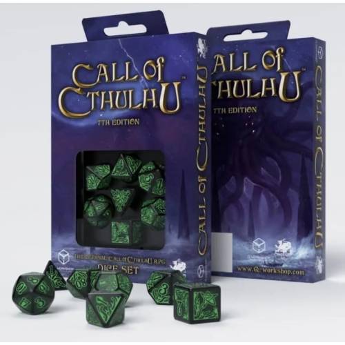 Набір кубиків Call of Cthulhu Black & green Dice Set (7)