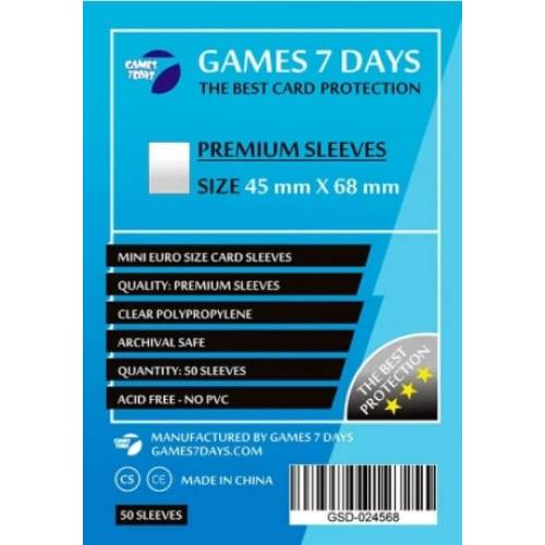 Протекторы Games7Days (45 x 68 мм) Premium Mini Euro (50 шт)