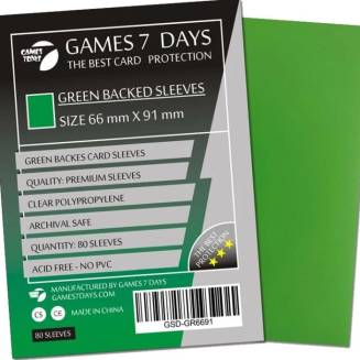 Протекторы Games7Days (66 х 91 мм / 63.5x88 мм) Green Premium MTG (80 шт)