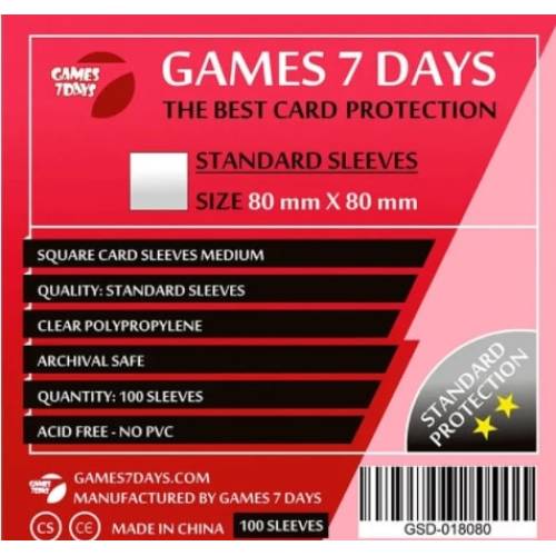 Протектори Games7Days (80 x 80 мм) Standard Square (100 шт) Протектори Games7Days (80 x 80 мм) Standard Square (100 шт)