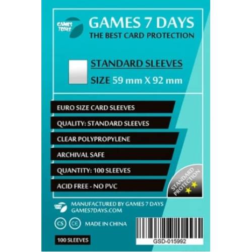 Протектори Games7Days  (59 x 92 мм) Standard Euro Size (100 шт)