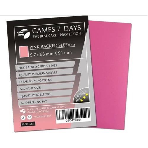 Протекторы Games7Days (66 х 91 мм / 63.5x88 мм) Pink Premium MTG (80 шт)
