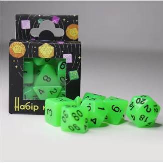 Набір кубиків світло-зелений Світяться в темноті (Glow in The Dark 7 Dice Set Light Green)