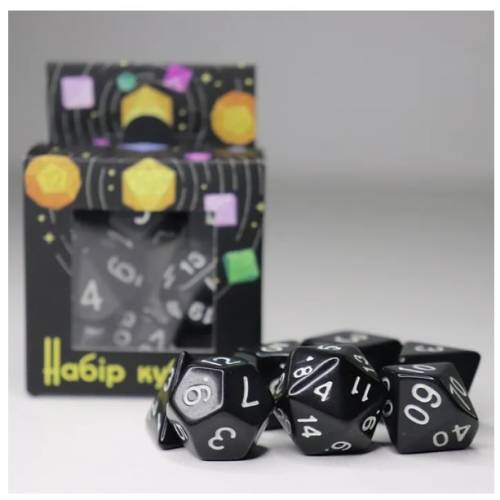 Набір кубиків чорний з білим (Opaque 7 Dice Set Black and White) Набір кубиків чорний з білим (Opaque 7 Dice Set Black and White)