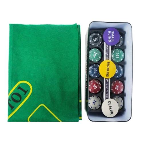 Набор для Покера Poker Chips 200 фишек в Металлическом Боксе 