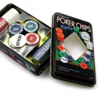 Набор для Покера Poker Chips 100 фишек в Металлическом Боксе 