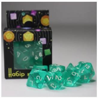 Набор кубиков прозрачный аква (Transparent 7 Dice Set Aqua)