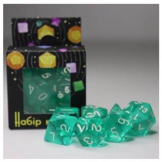 Набір кубиків прозорий аква (Transparent 7 Dice Set Aqua)